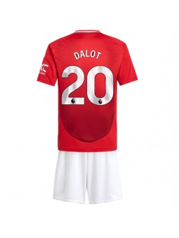 Manchester United Diogo Dalot #20 Heimtrikotsatz für Kinder 2024-25 Kurzarm (+ Kurze Hosen)